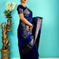 Pure silk silver and Navy Blue saree