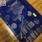 Pure silk silver and Navy Blue saree