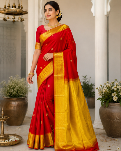 Pure Handloom Gadwal Korvai Silk Cotton Saree