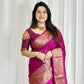 Semi banarasi warm silk - Rani pink