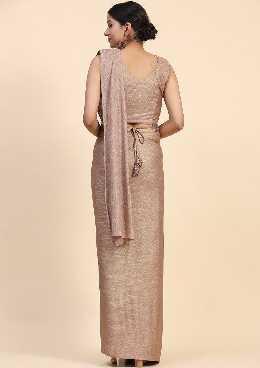Golden Brown Embroidered ready to wear saree