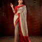 Banarasi soft silk saree in red and white shades