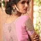 Off White and sweet pink desginer saree