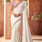 Off White and sweet pink desginer saree