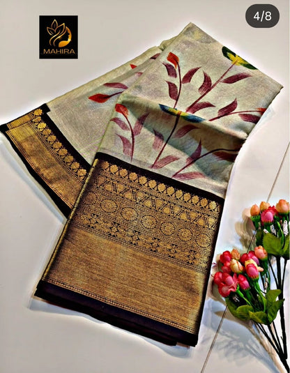 Decorative pillows with floral patterns on a white surface, with a phone interface overlay.