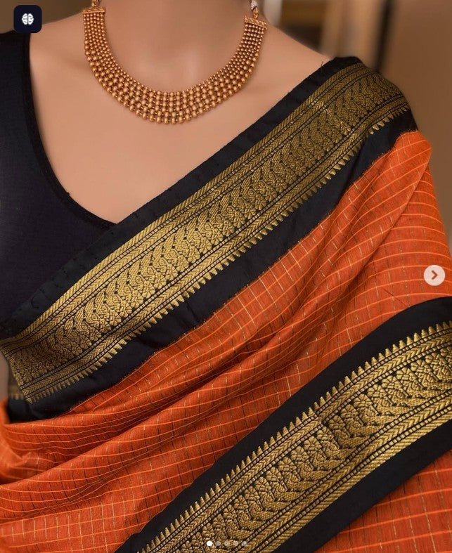 Vibrant check colour kalyani cotton checked cotton saree