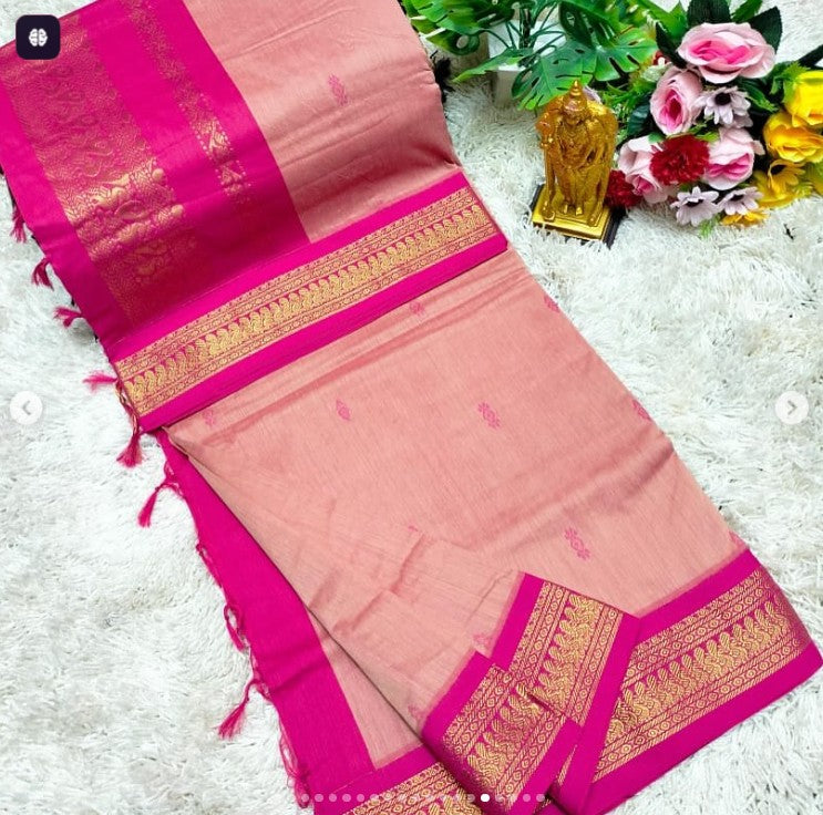 Dusky pink kalyani cotton saree