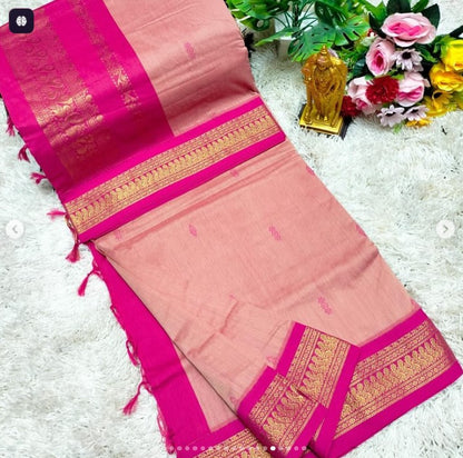Dusky pink kalyani cotton saree