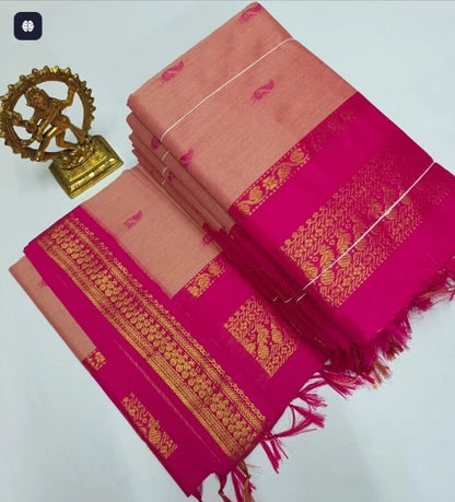 Dusky pink kalyani cotton saree