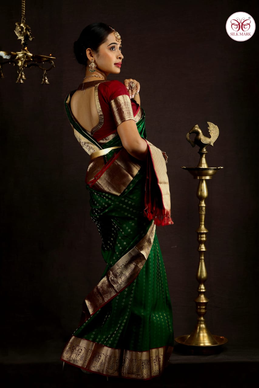 Green and maroon Kanchivaram pure silk