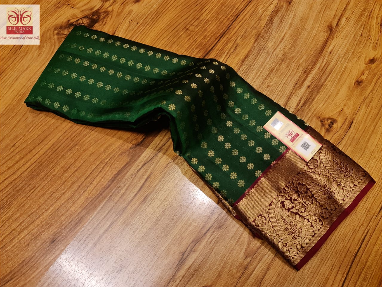 Green and maroon Kanchivaram pure silk
