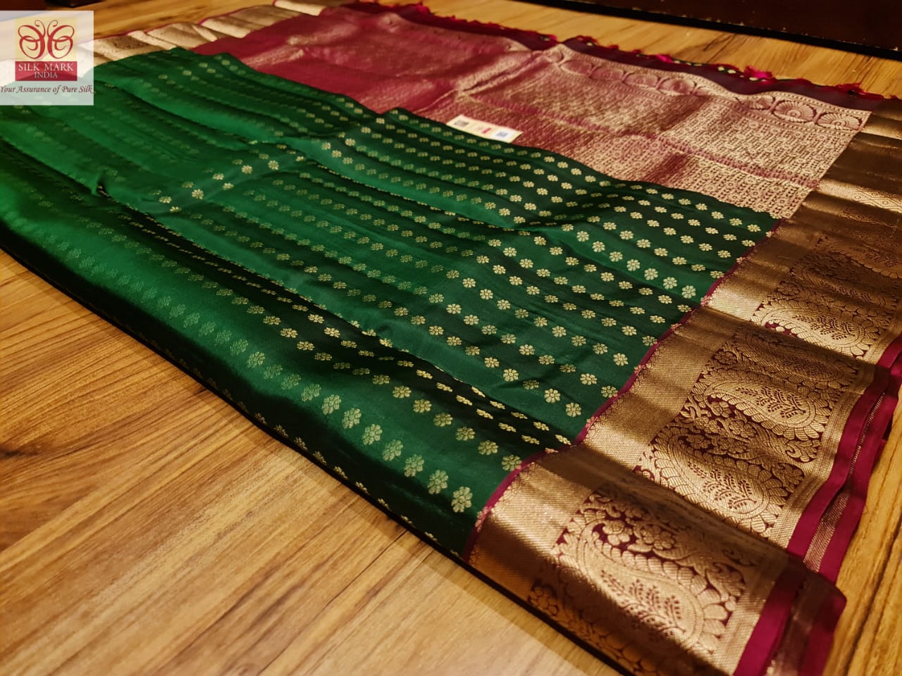 Green and maroon Kanchivaram pure silk