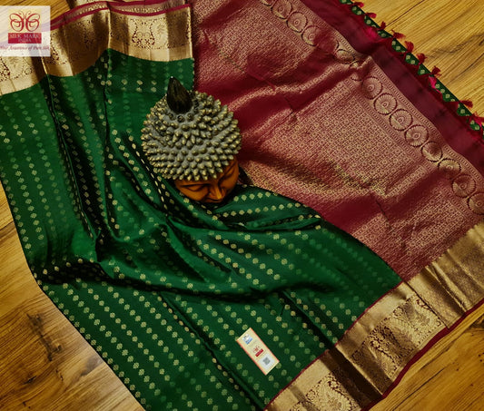 Green and maroon Kanchivaram pure silk