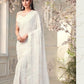 White saree Designer sequins saree in georgette - party wear saree - wedding saree, saree for women