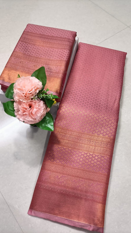 Semi silk - rose gold saree