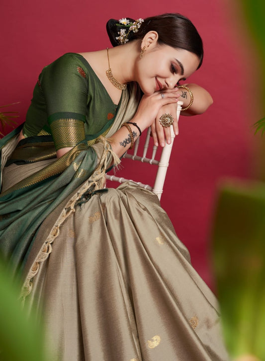 Green Cotton silk saree