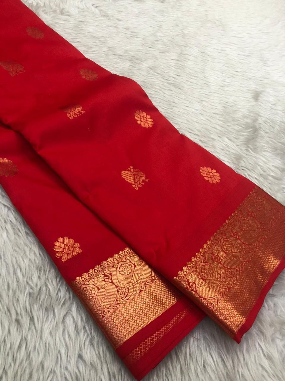 Red - bridal kanchipuram small border