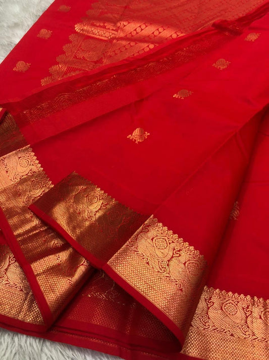 Red - bridal kanchipuram small border
