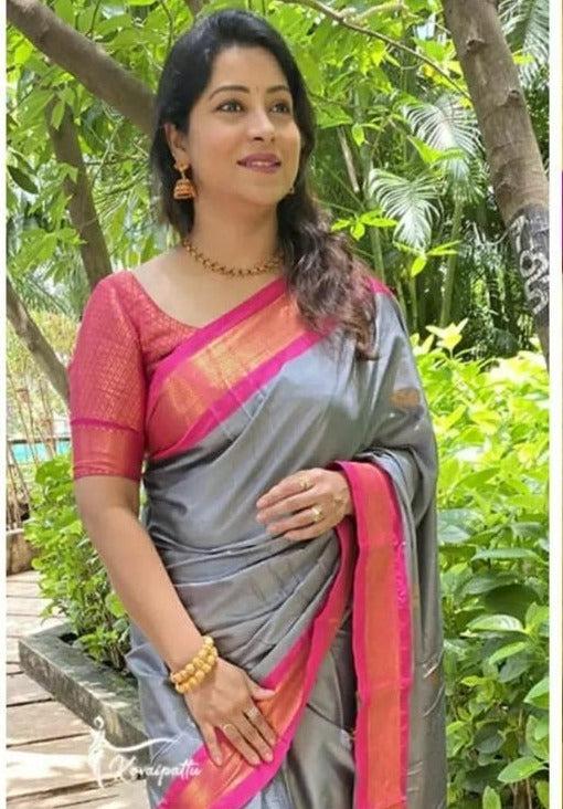 Cotton silk - Gray and Pink