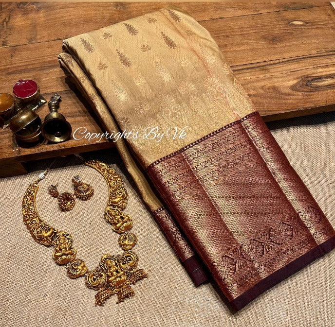 Golden Kanchi pattu saree