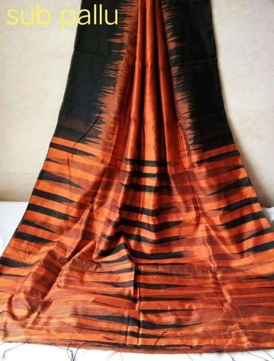 Silk cotton - multi shade saree - Brown shade