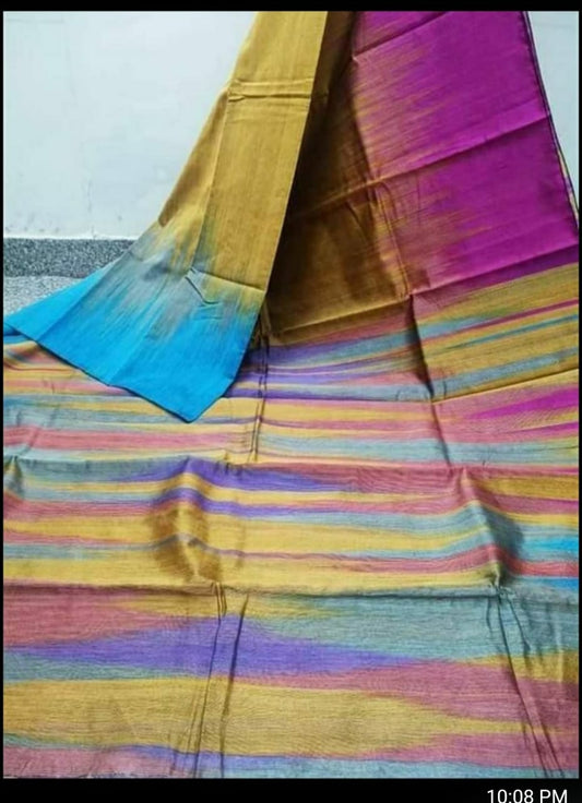 Silk cotton multi shades saree