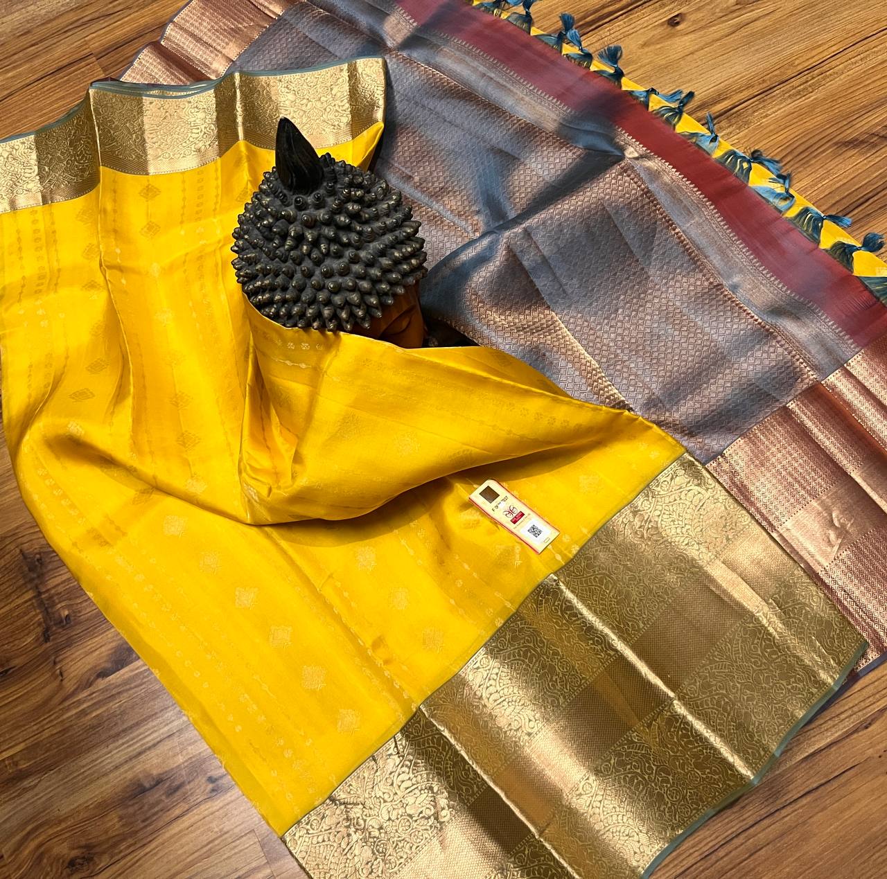 Bright yellow saree kanchipuram saree