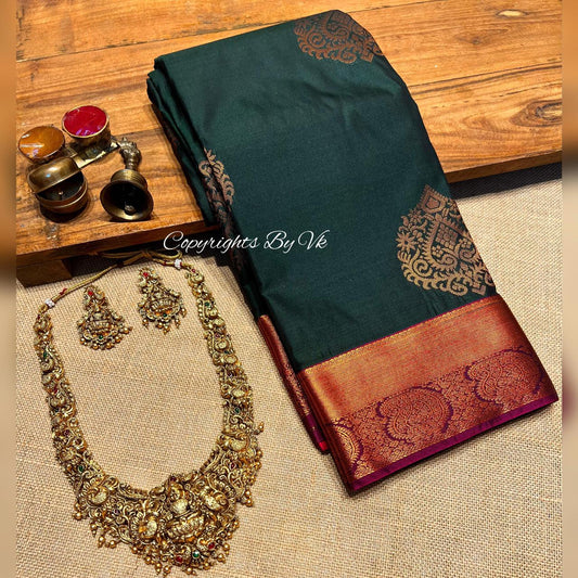 Copper border pattu saree