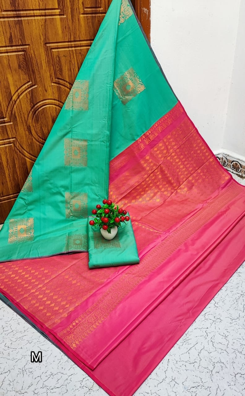 Soft silk saree - mint green