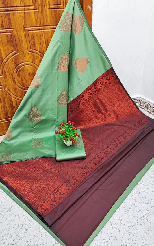 Copper mix Borderless soft silk pattu saree