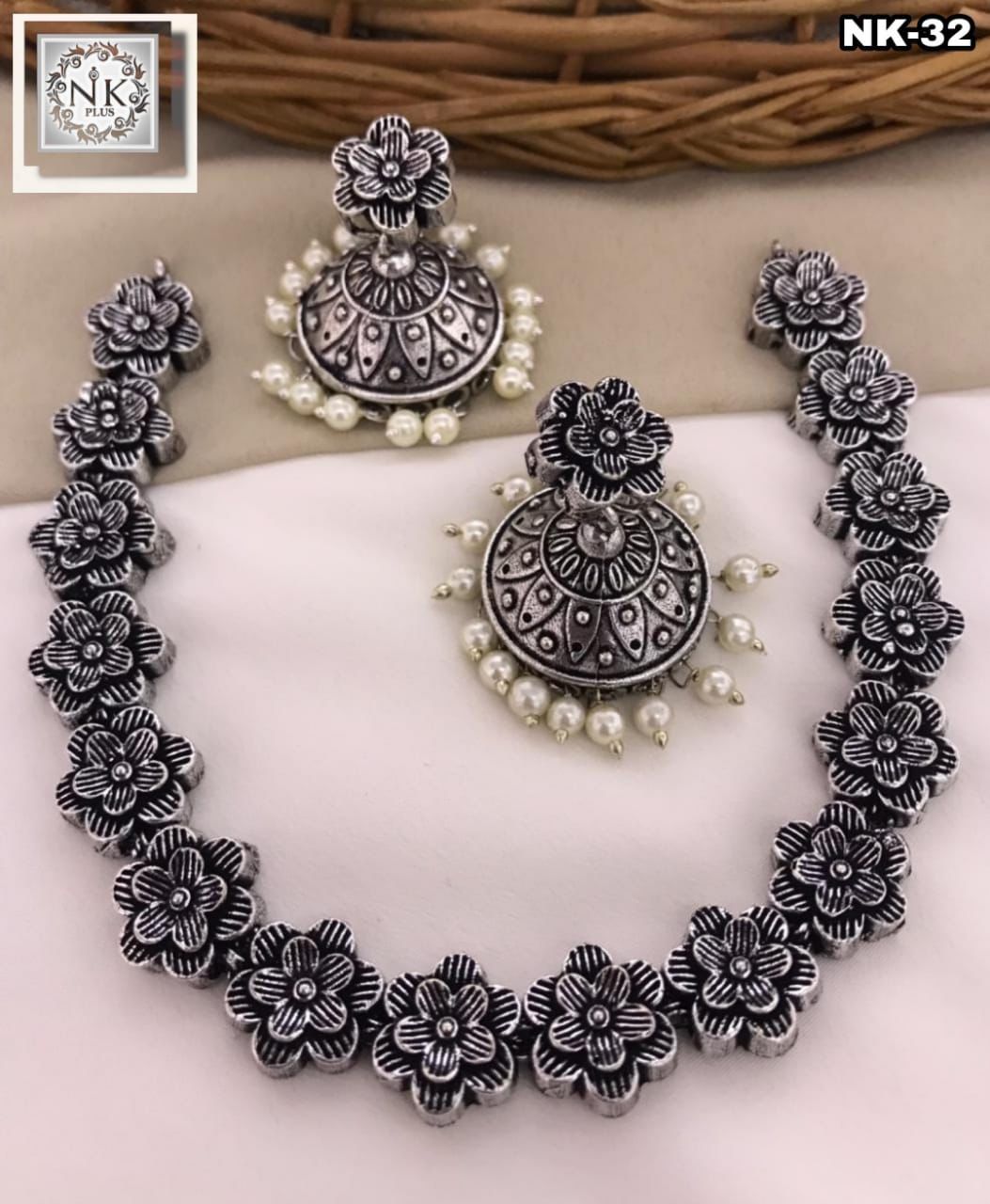 oxidized necklace set with jhumka