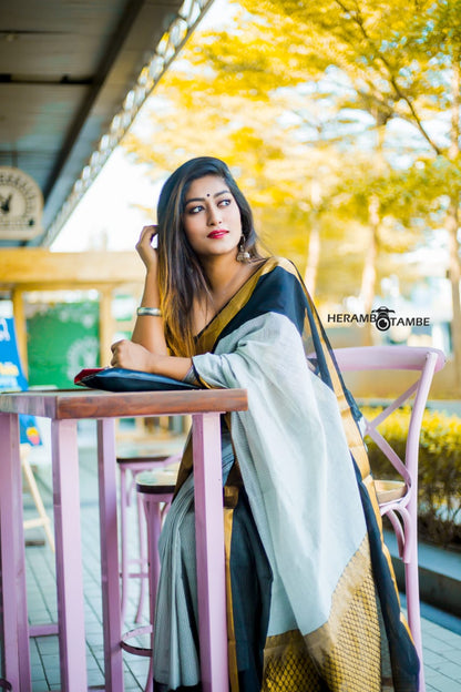 Kora silk Handloom cotton saree