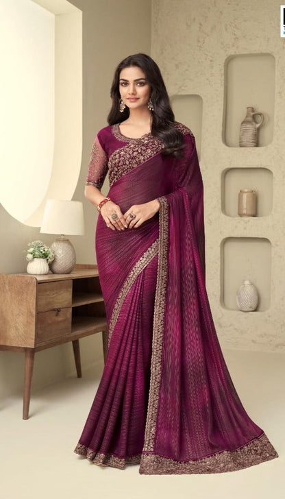 floral burgundy designer saree