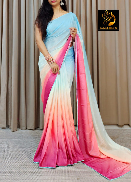 Alia Bhatt Rocky Aur Rani Inspired - Soft chinnon silk saree