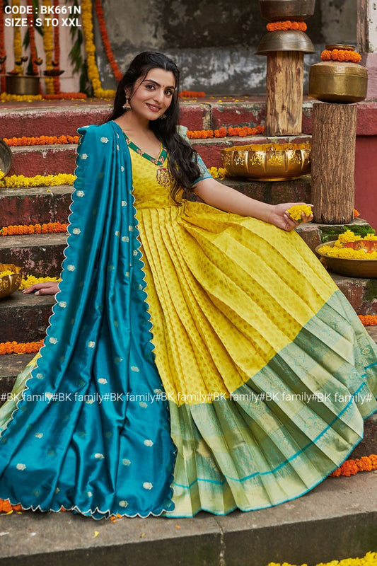 Be a traditional beauty - indian wedding pattu gown