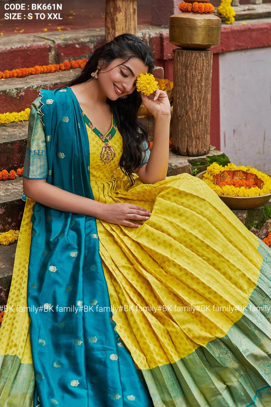 Be a traditional beauty - indian wedding pattu gown