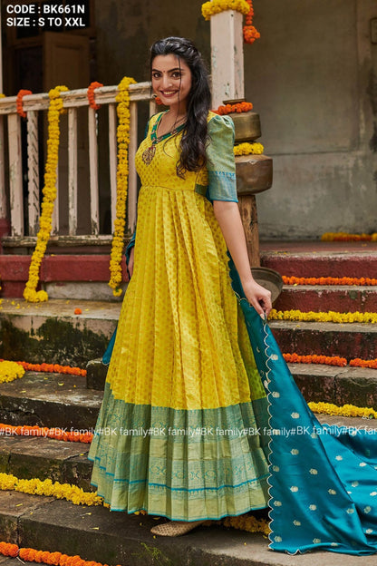 Be a traditional beauty - indian wedding pattu gown
