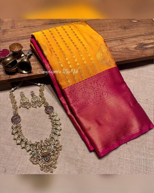 Big border Pattu saree - Red and Yellow