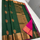 Bottle green with copper border bridal saree - kanchivaram silk saree with silk mark certificate
