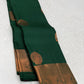 Bottle green with copper border bridal saree - kanchivaram silk saree with silk mark certificate