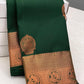 Bottle green with copper border bridal saree - kanchivaram silk saree with silk mark certificate