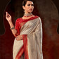 Banarasi soft silk saree in red and white shades
