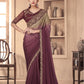 Maroon and Beige shade party wear saree