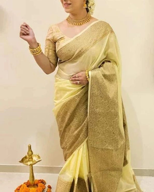 Semi banarasi warm silk - Cream