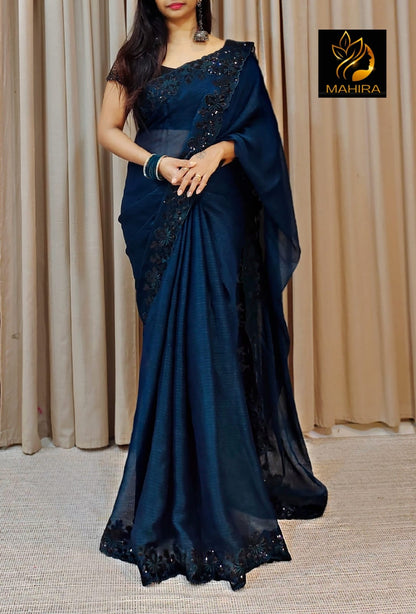 Beautiful Noora Chiffon cutwork saree