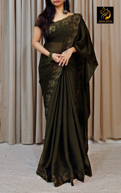 Beautiful Noora Chiffon cutwork saree