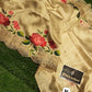 Row silk floral print cutwork saree