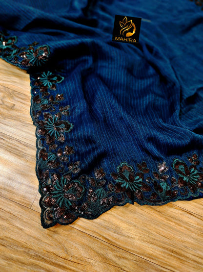 Beautiful Noora Chiffon cutwork saree