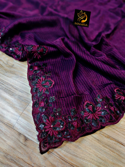 Beautiful Noora Chiffon cutwork saree