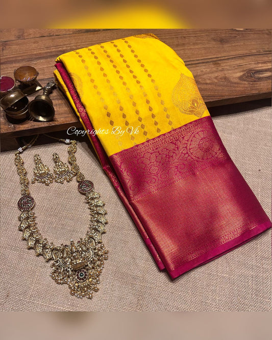 Big border Pattu saree - Red and Yellow